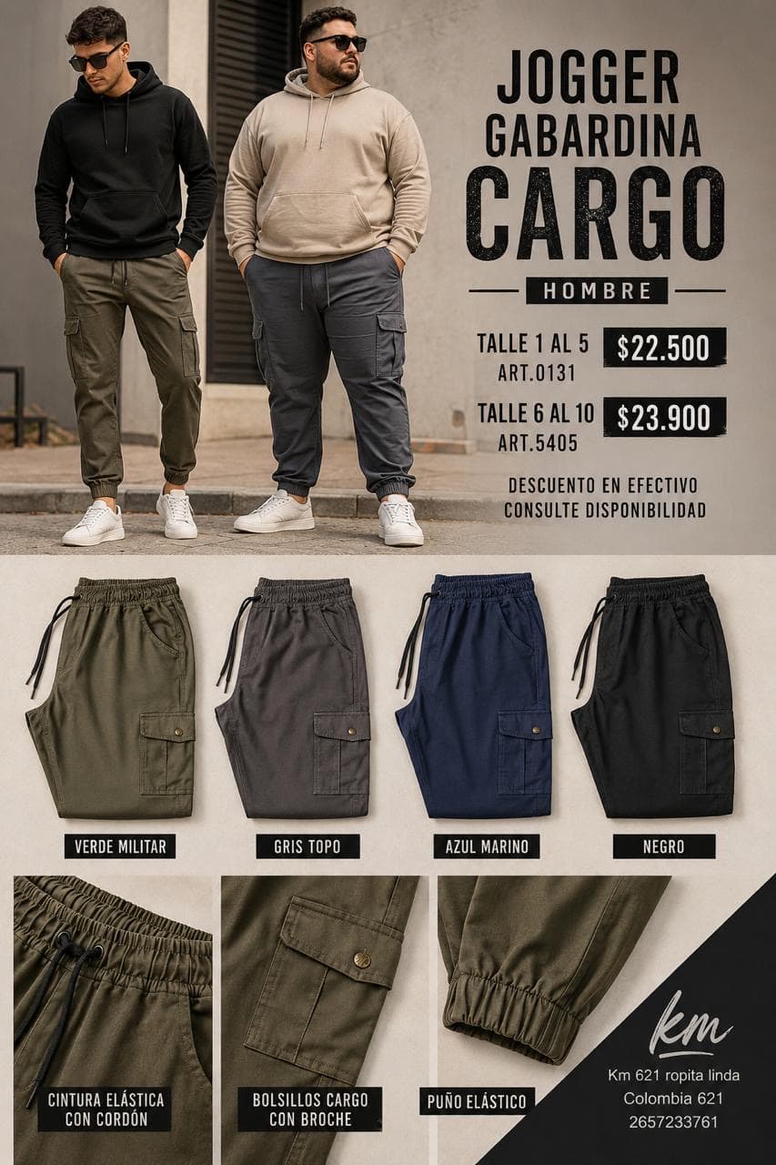 JOGGER GABARDINA CARGO H
