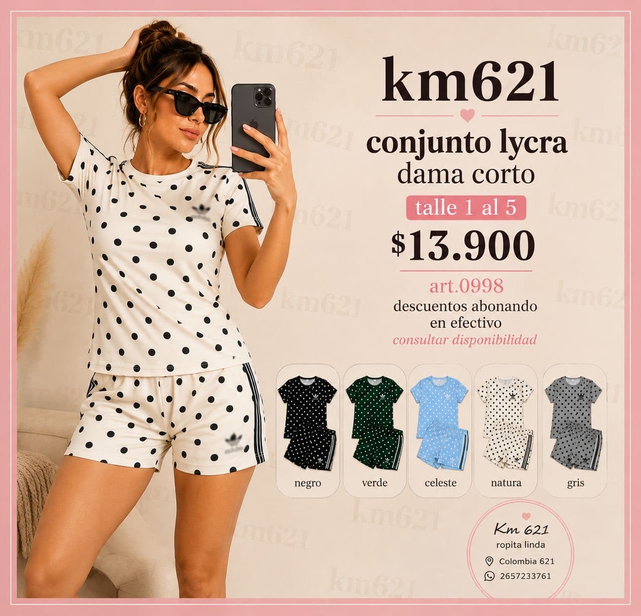 CONJUNTO LYCRA CORTO LUNARES DAMA